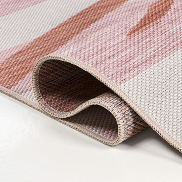 Veronica Classic Beach Stripe And Palm Leaf Indoor/Outdoor Area Rug